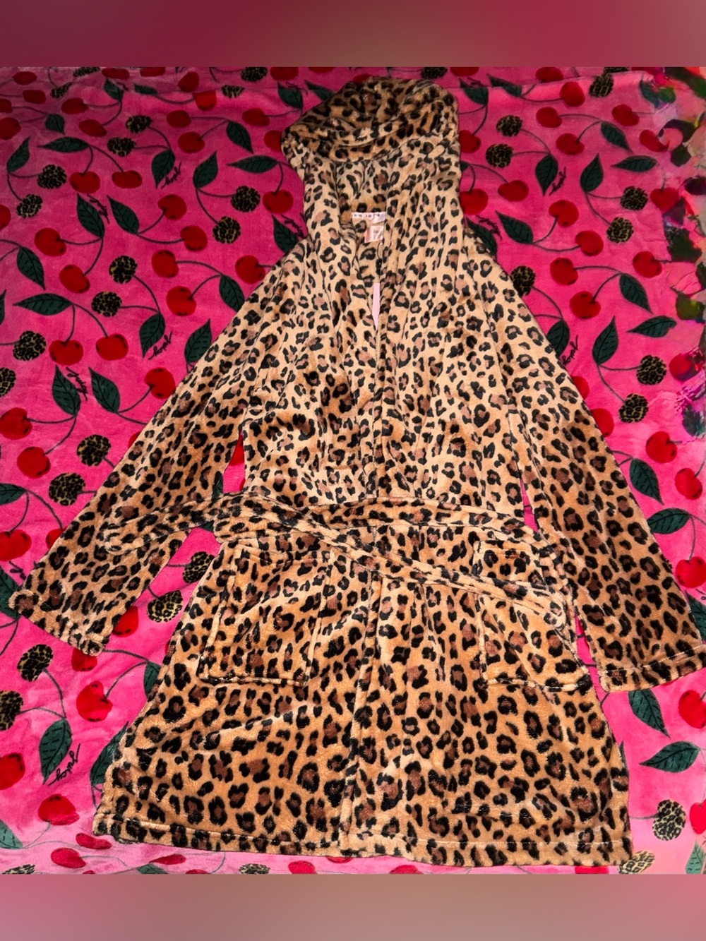 NWT Juicy Couture Leopard Plush Hooded Robe Size L/XL